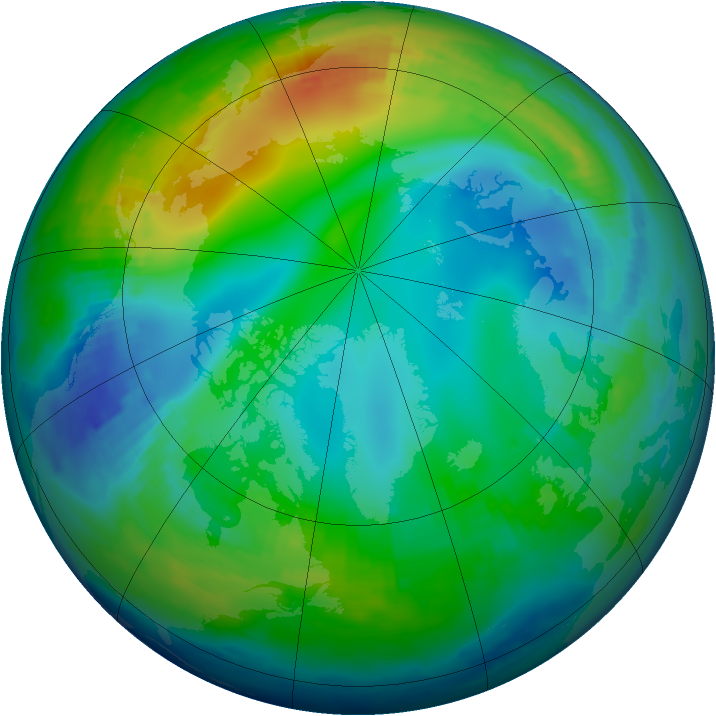 Arctic ozone map for 22 November 1997